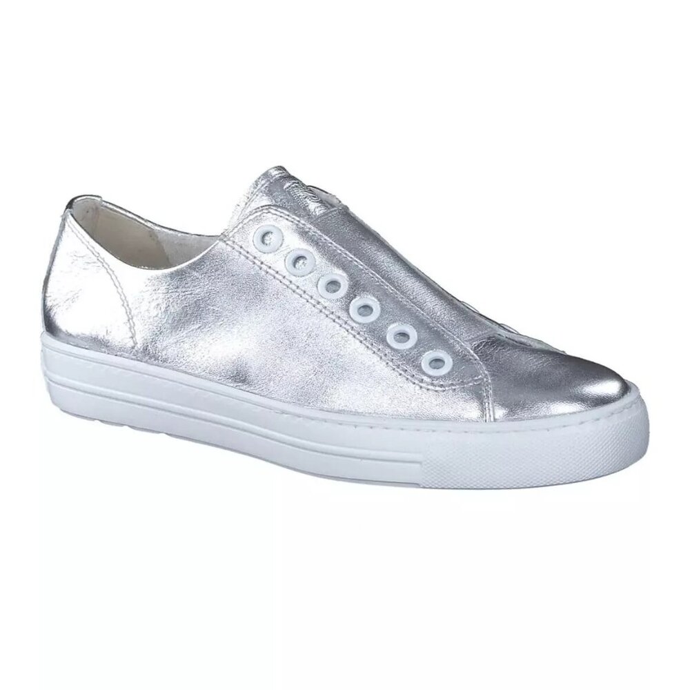 NWT $460 Paul Green Tatum Slip-On Sneaker Aluminum Metallic Nappa 11 US (TE2)